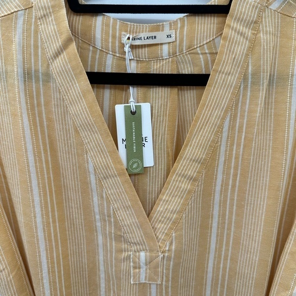 NEW WITH TAGS MARINE LAYER BALI oversized stripe midi coastal linen dress NWT XS - Picture 5 of 12